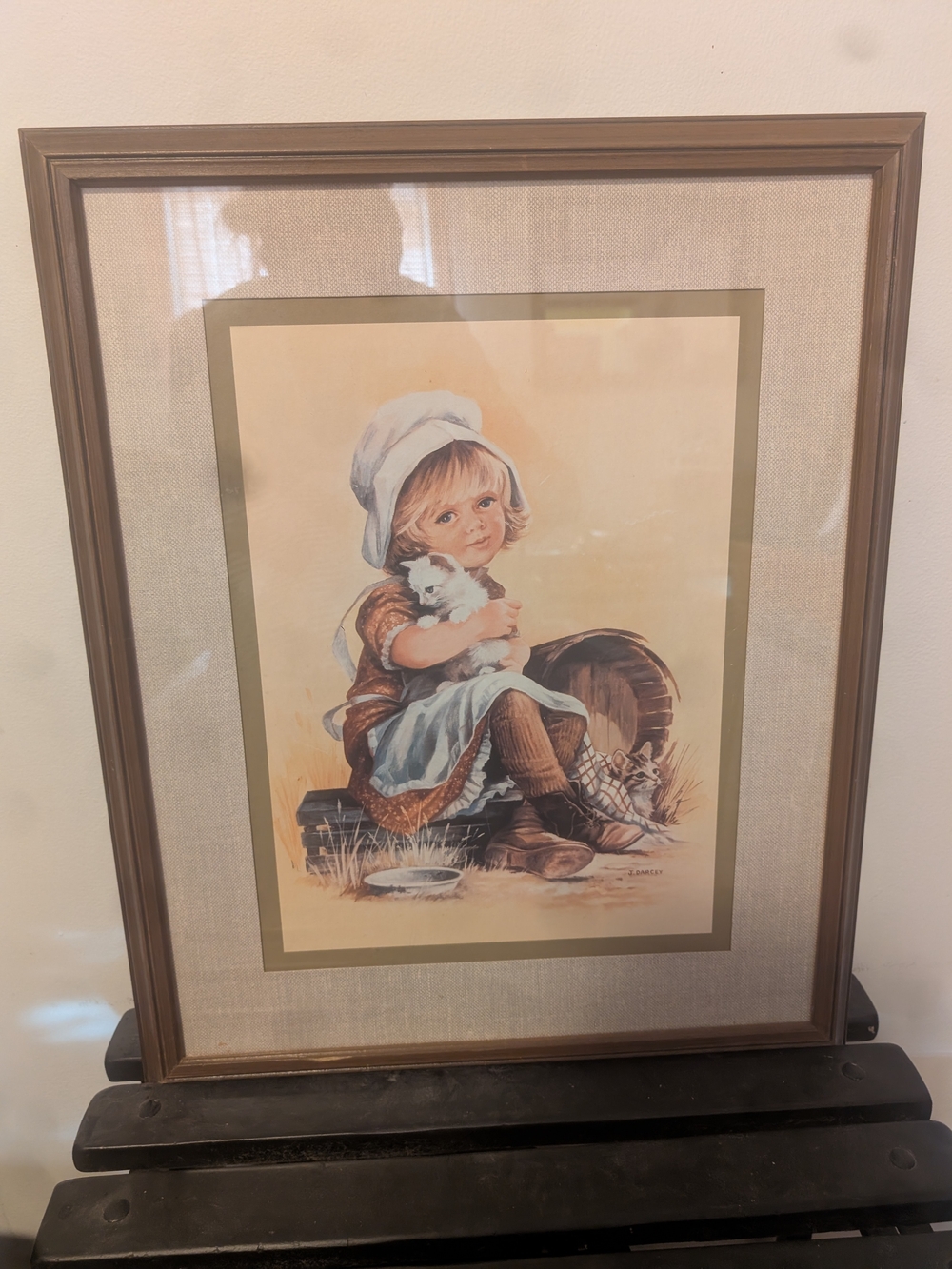 Vintage-Style Framed Home Art Print in Brown and Cream Wooden